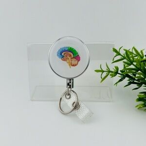 Smart Funny badge reel, 🧠 detail brain. ID badge reel holder, heavy duty